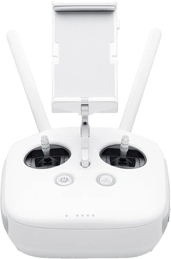DJI Phantom 4 Pro kumandası önden: iki kontrol çubuğu ve tablet tutucu